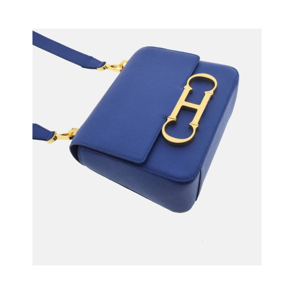Carolina Herrera Blauwe Initials Insignia Leren Tas Blue Dames
