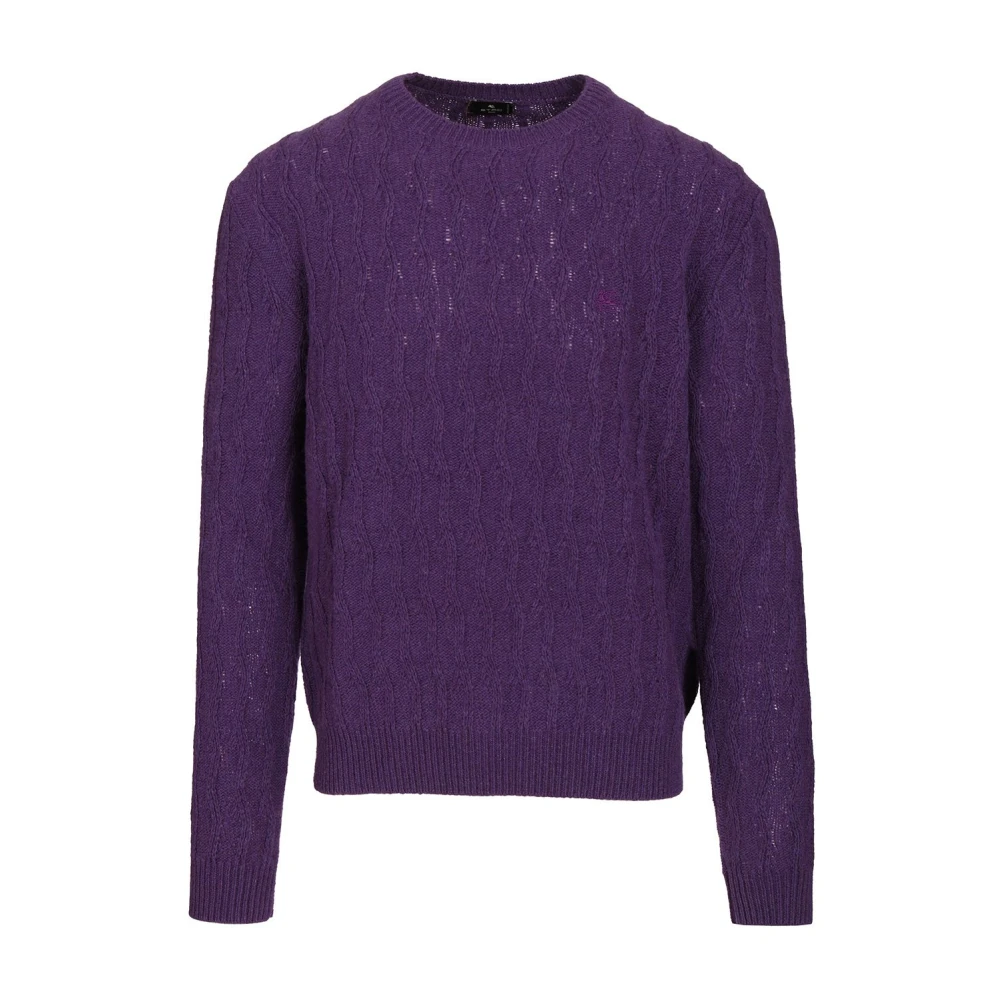 Etro Mannelijk Purper Truien & Vesten Heren, Paars, 2XL, Trui Met Ronde Hals