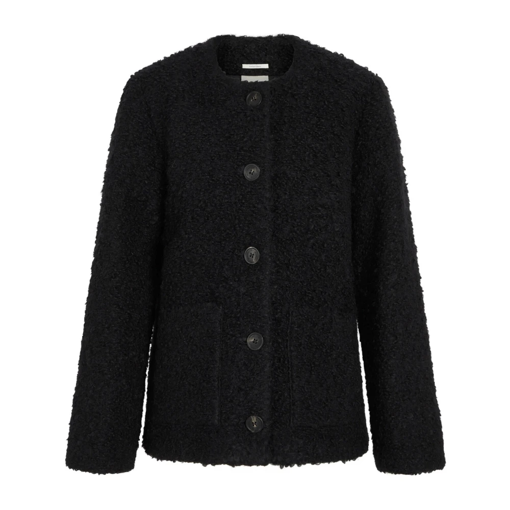 Heartmade Gestructureerde Boucle Jas Zwart Black Dames
