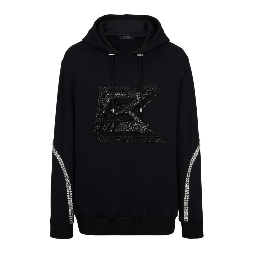 Balmain Broderad hoodie Black, Herr