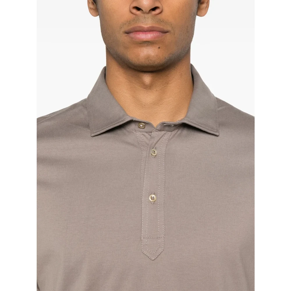BRUNELLO CUCINELLI Olijf Polo Shirt Gelaagd Korte Mouwen Gray Heren