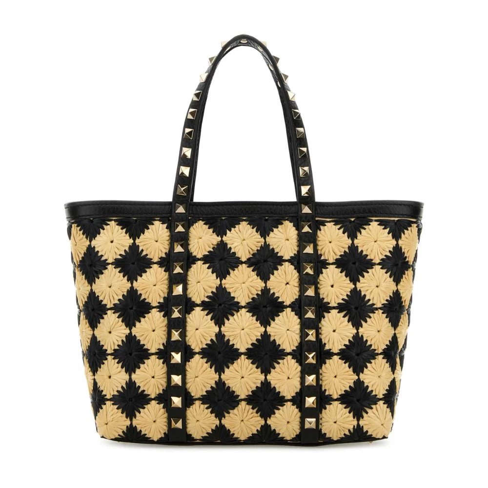 Valentino Garavani Women's Multicolor Shopping Bags, One Size, Embroidered Raffia Mini Rockstud Handbag
