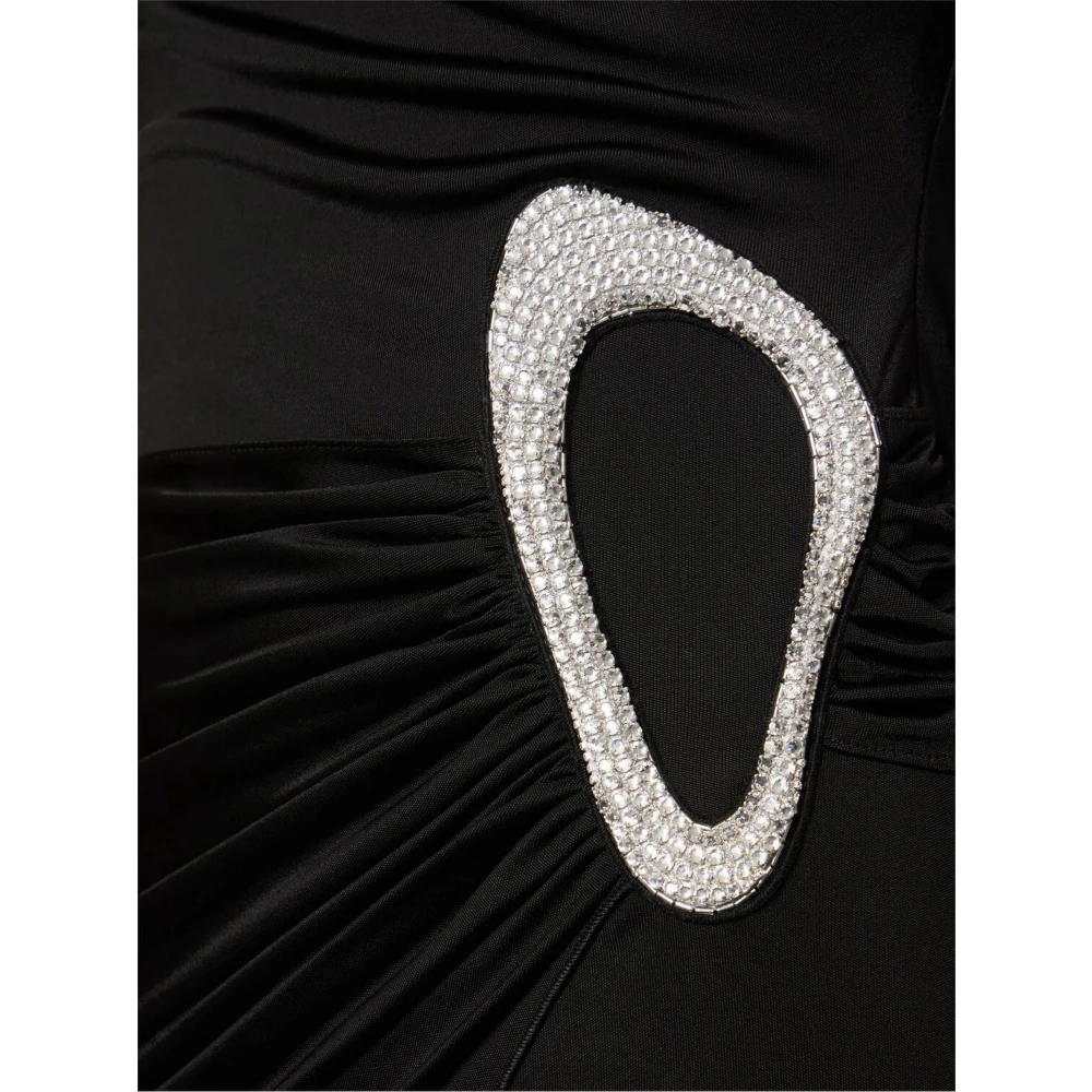 David Koma Kristallen Gesp One Shoulder Jurk Black Dames