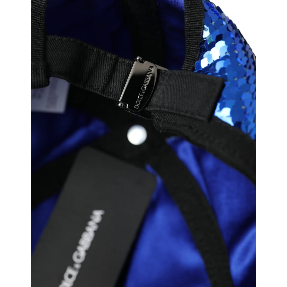Dolce & Gabbana Blauwe Pailletten Baseballpet Mannen Blue Heren