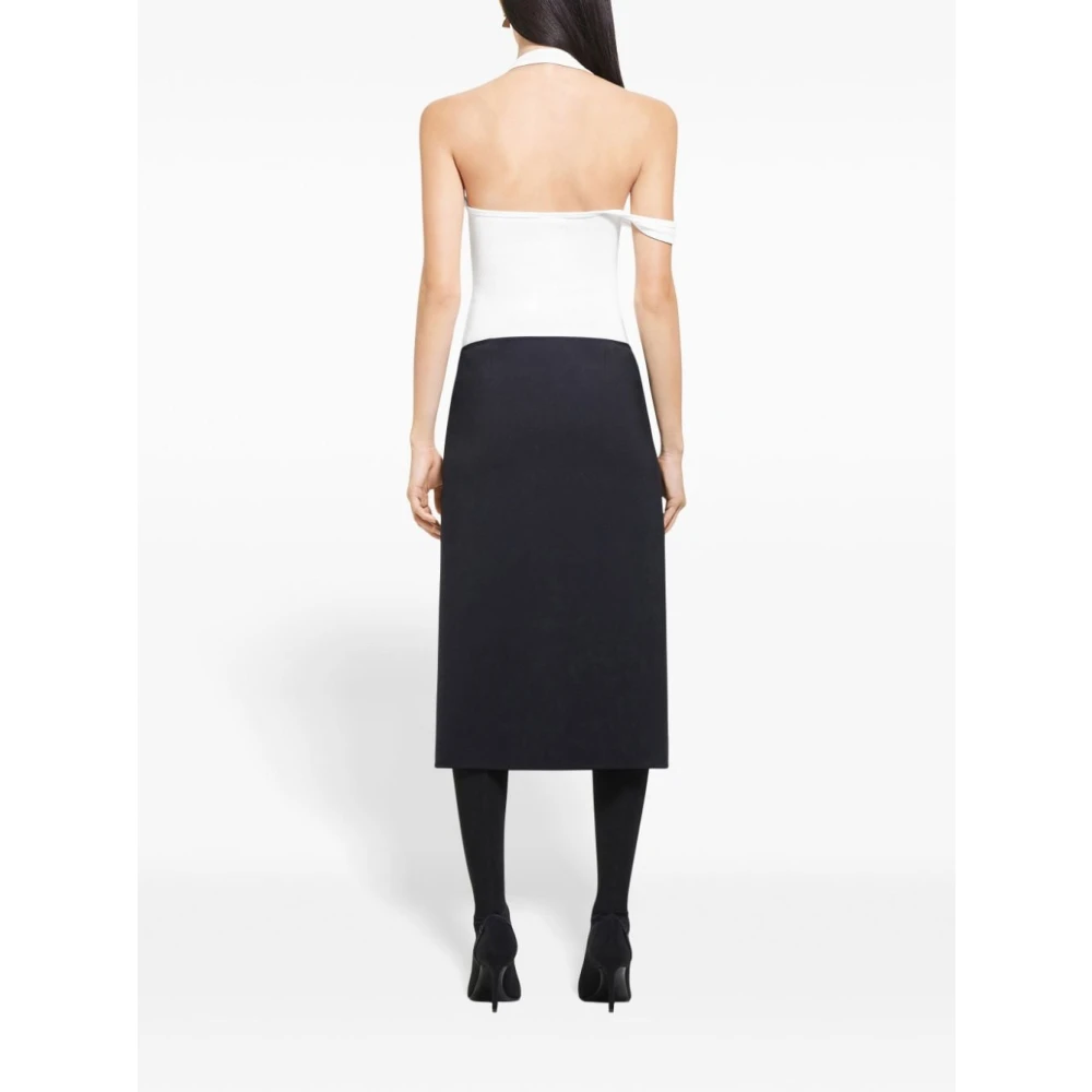 Courrèges Witte Geribbelde Halternek Top White Dames