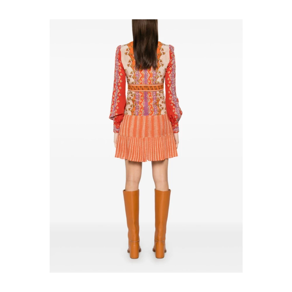 Saloni Papyrus Pillar Mini Jurk Red Dames