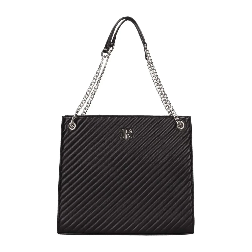 John Richmond Zwarte Schoudertas met Zilveren Logo Black Dames
