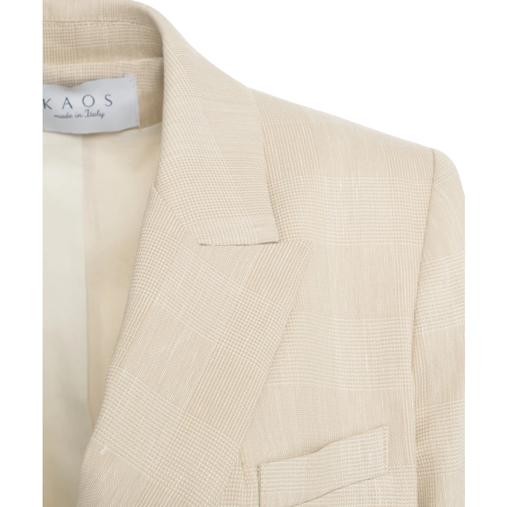 Kaos Beige Double-breasted Glencheck Blazer Beige Dames