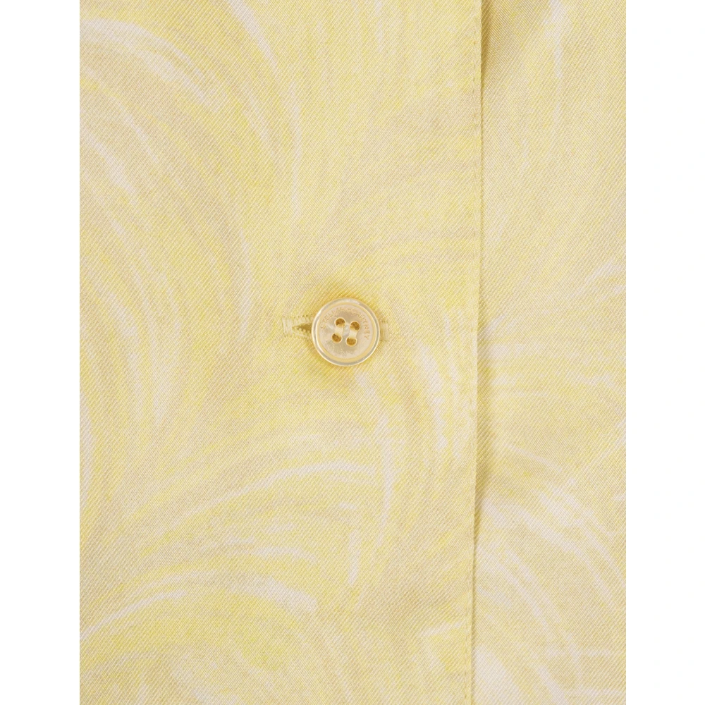 Stella Mccartney Gele Bedrukte Zijden Pyjama-Stijl Shirt Yellow Dames