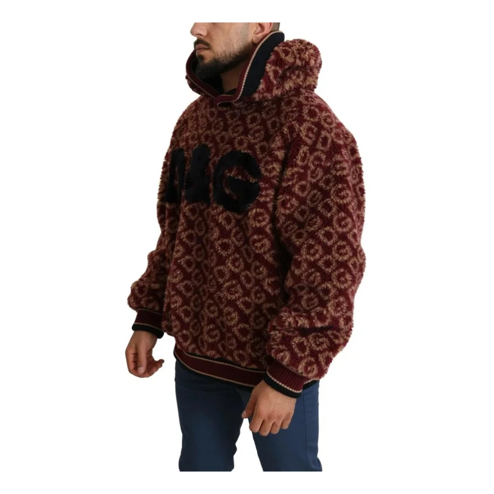 Dolce & Gabbana Oversized Wol Hooded Pullover Sweater Red Heren
