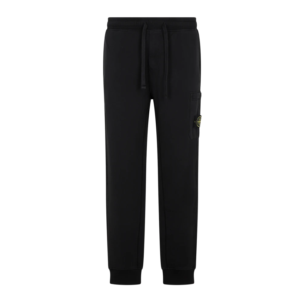 Stone Island Svarta Bomullssweatpants Stiliga Bermudas Black, Herr