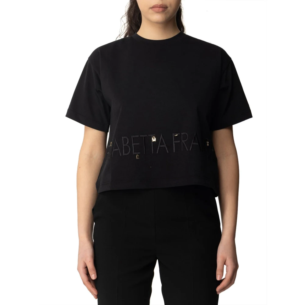 Elisabetta Franchi Zwart Katoenen T-shirt en Polo Set Black Dames
