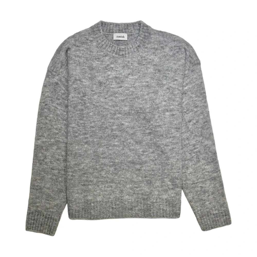 Amish Bouclé Gebreide Trui in Grijs Melange Gray Heren