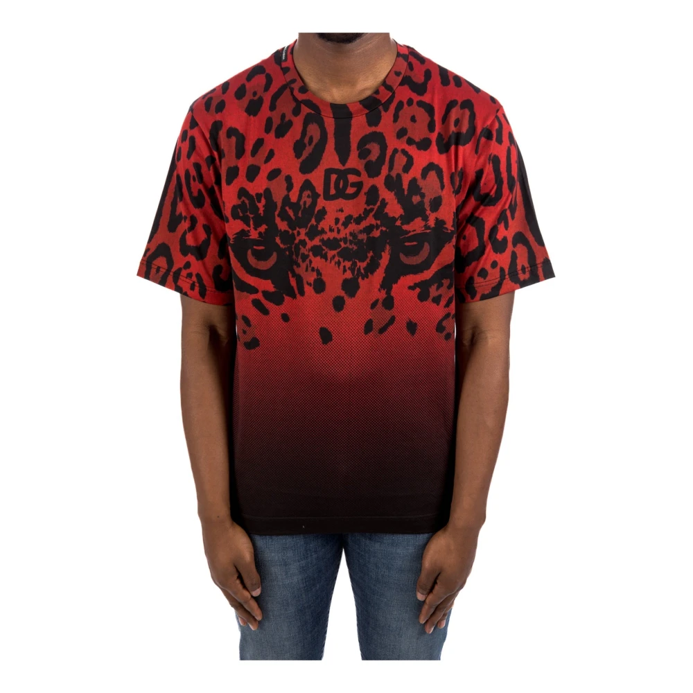 Dolce & Gabbana Animalier Katoenen T-Shirt Red Heren