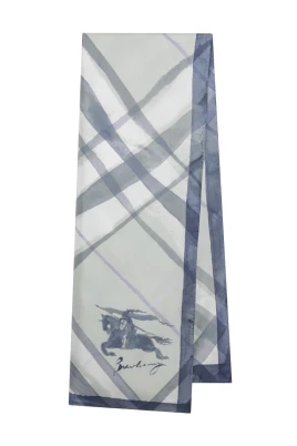 Bred sidenscarf med akvarellrutmönster