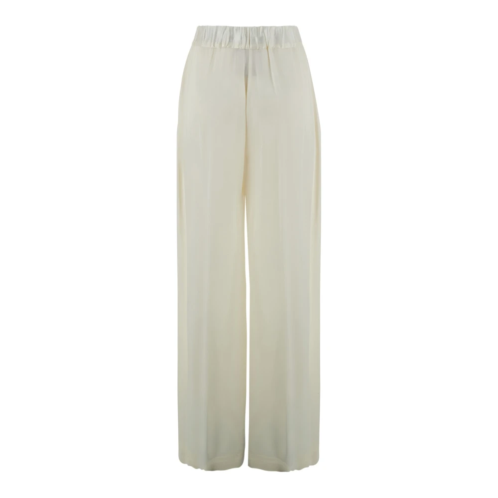 Semicouture Witte zijdeblend broek met geplooide details White Dames