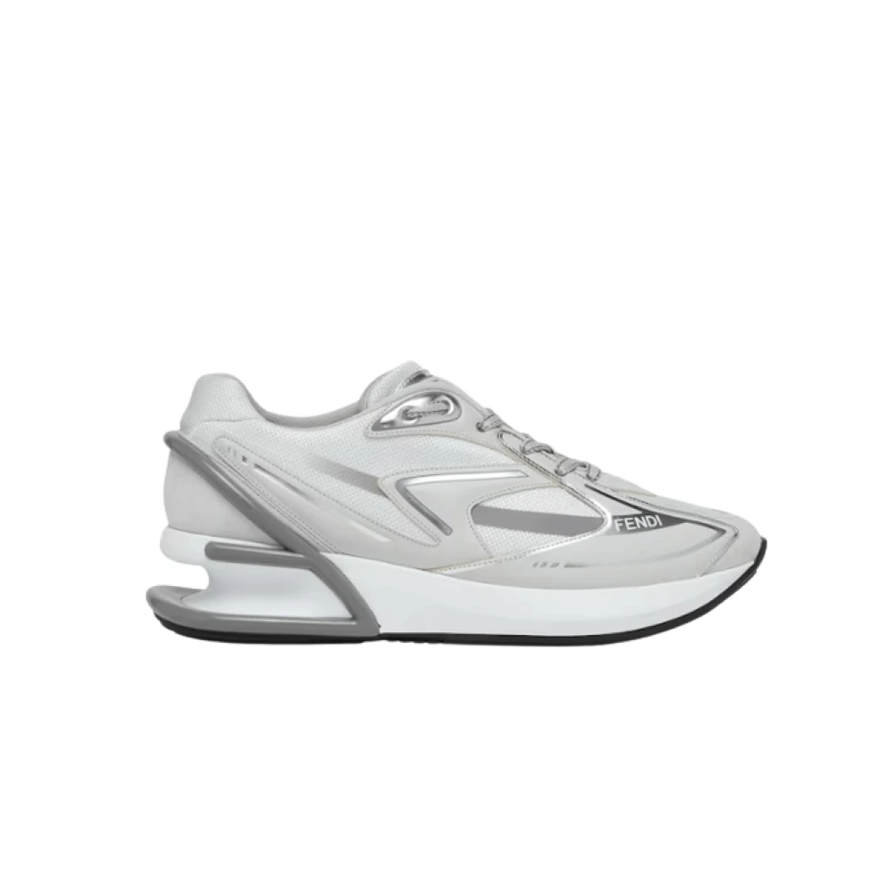 Fendi Low-top sneakers met leren panelen Dames Schoenen Grijs