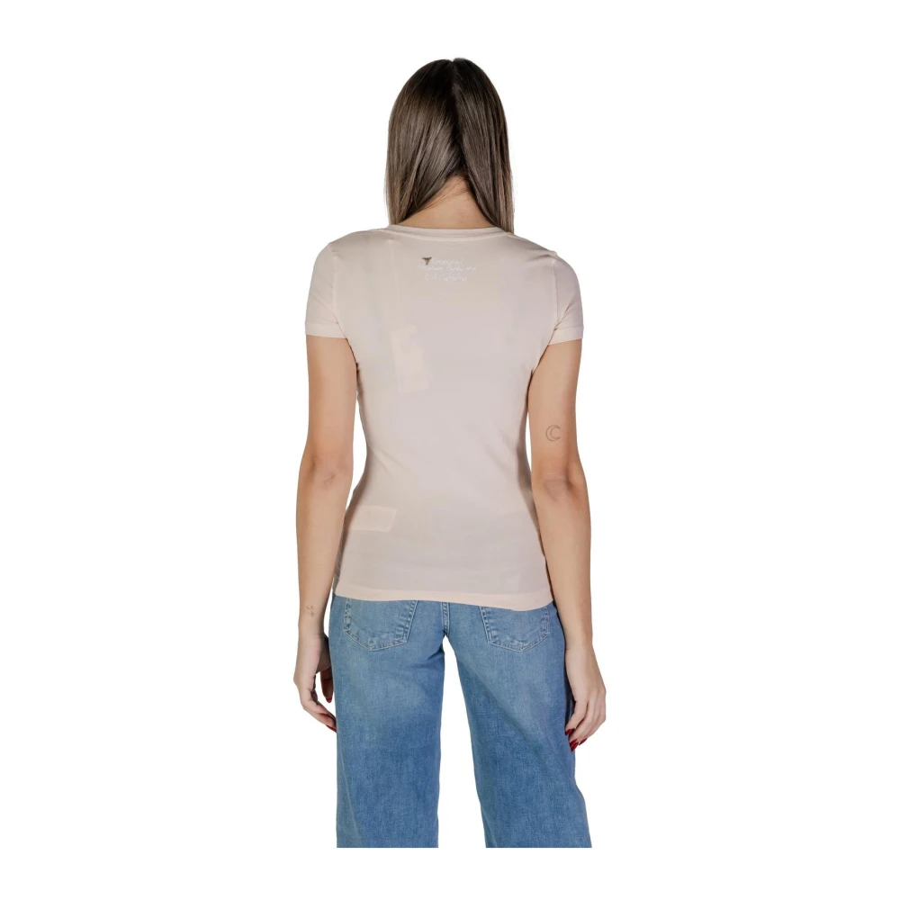 Guess Roze Triangle Logo Tee voor vrouwen Pink Dames
