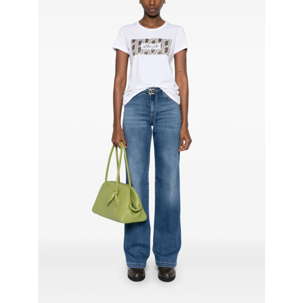 Liu Jo Wit Logo Print Crew Neck T-shirt White Dames