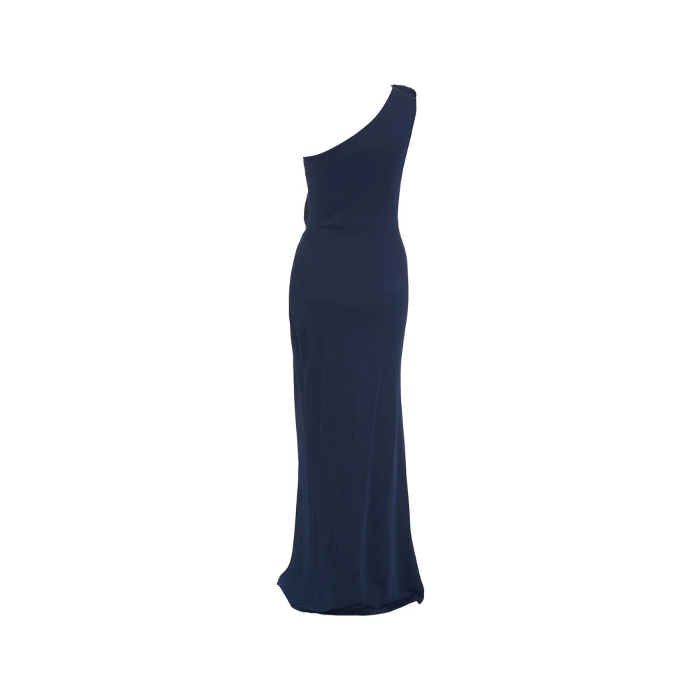Elisabetta Franchi Blauwe Asymmetrische Avondjurk Jersey Blue Dames
