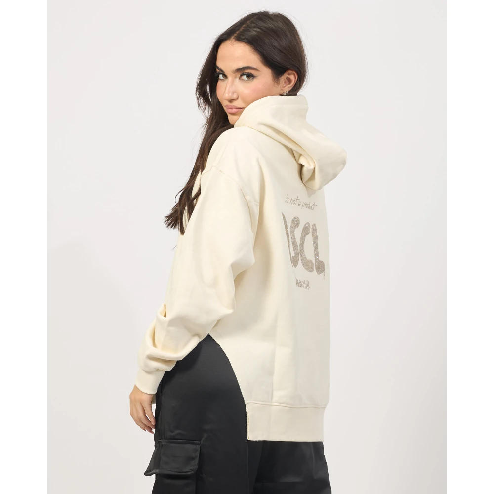 Disclaimer Hoodie met Strass Logo Beige Dames