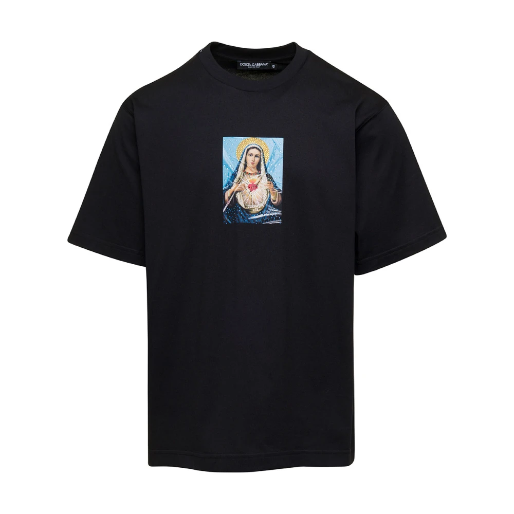 Dolce & Gabbana Oversized T-shirt met religieuze print Black Heren