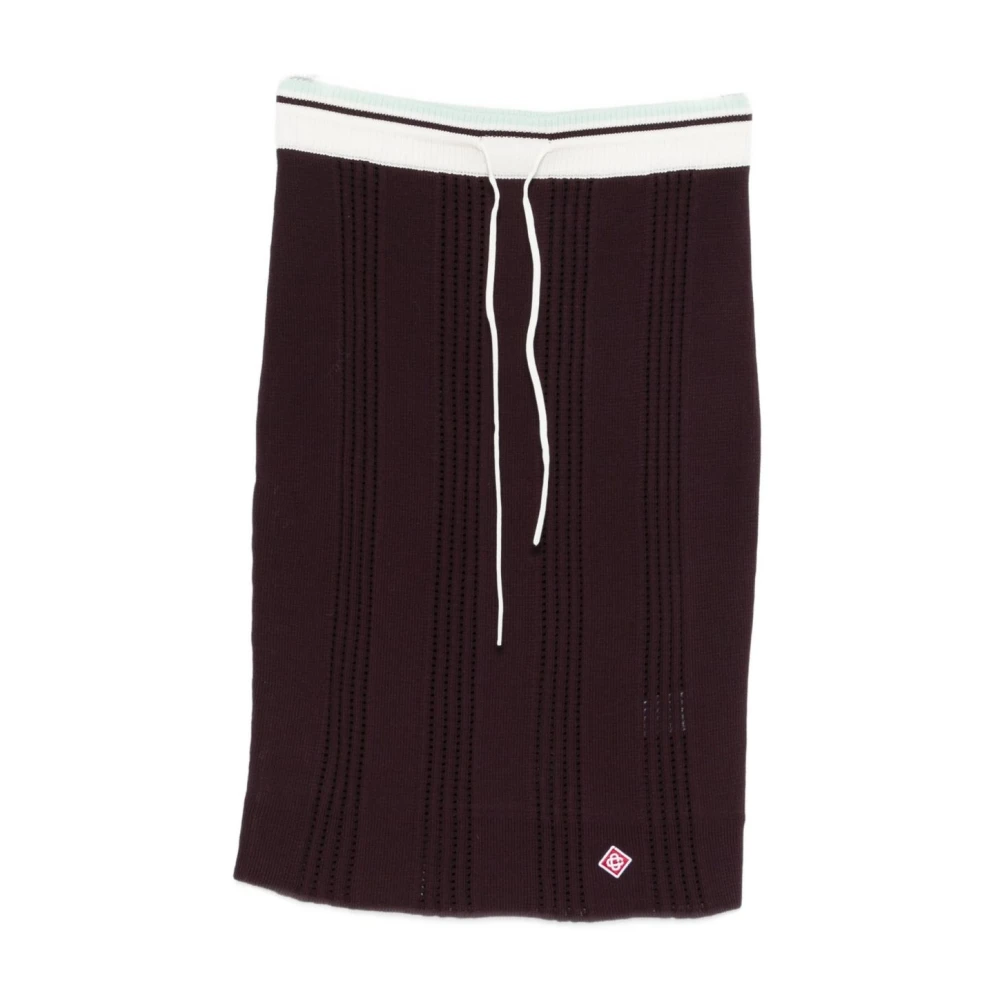 Casablanca Women's Purple Midi Skirts, S, Knitted Drawstring Skirt