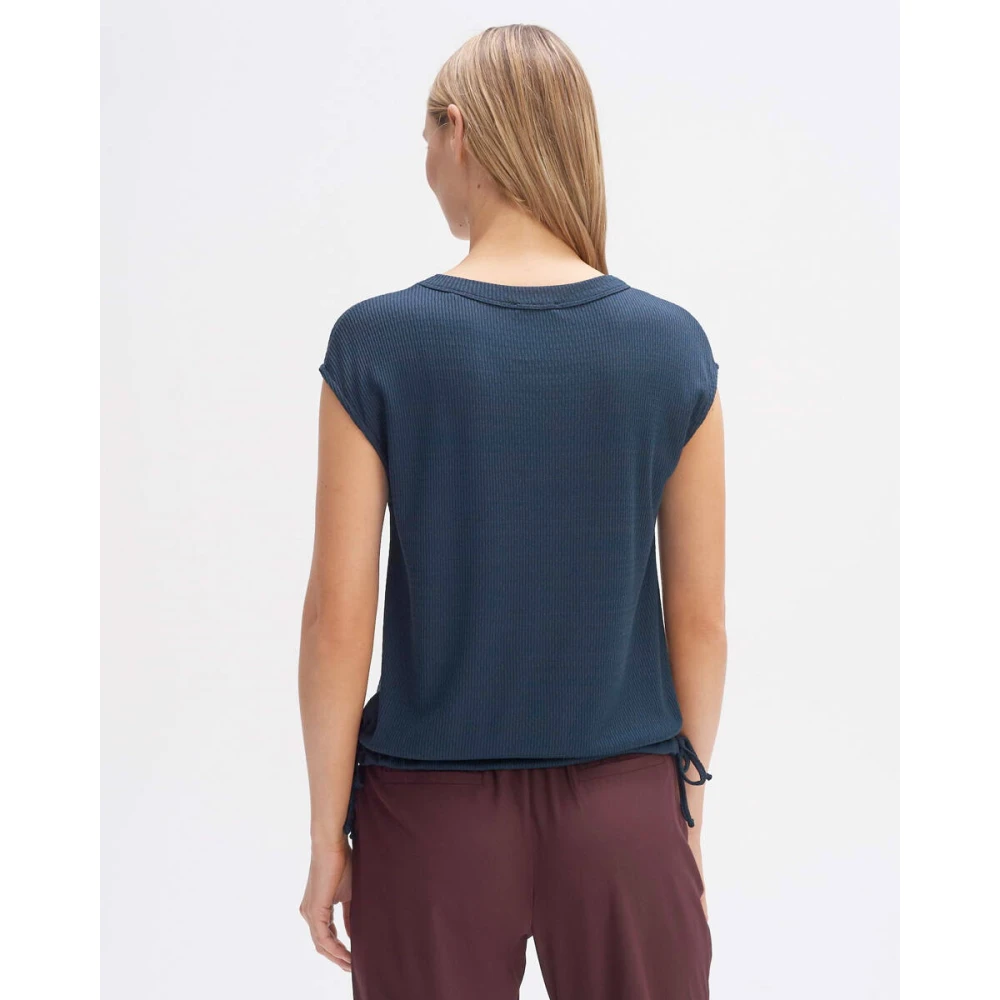 Opus Korte Mouw Top Sewuki Blue Dames