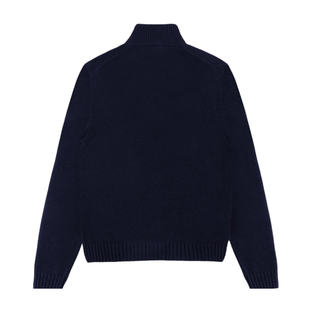Colmar Blauwe Sweater met Hoge Kraag en Rits Blue Heren