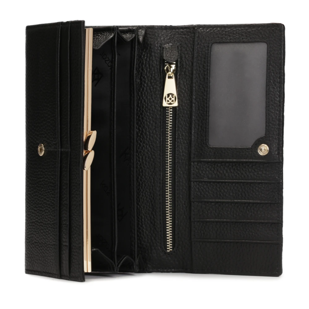 Kazar Elegante zwarte portemonnee met quilten en gouden strass Black Dames