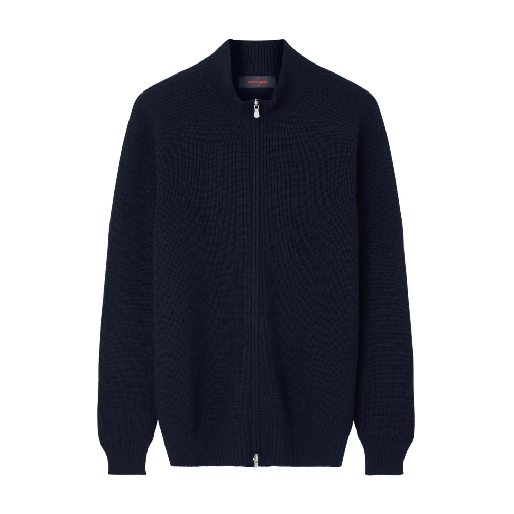 Gran Sasso Navy Blauwe Rits Gebreide Jas Blue Heren