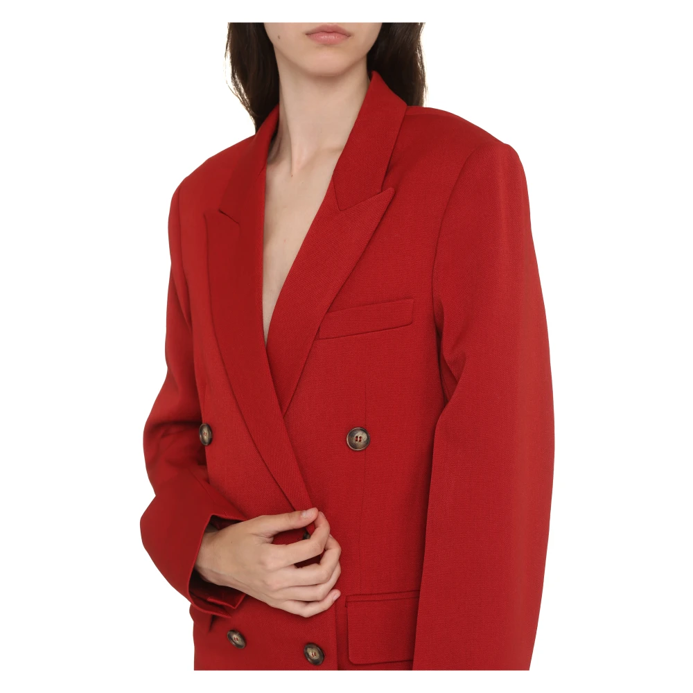 Victoria Beckham Dubbelrijige Wollen Blazer Red Dames