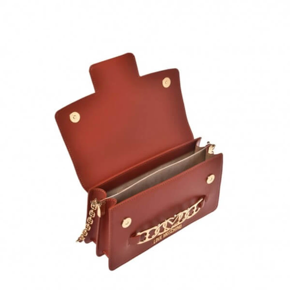 Love Moschino Bruine Schoudertas met Metalen Logo Brown Dames