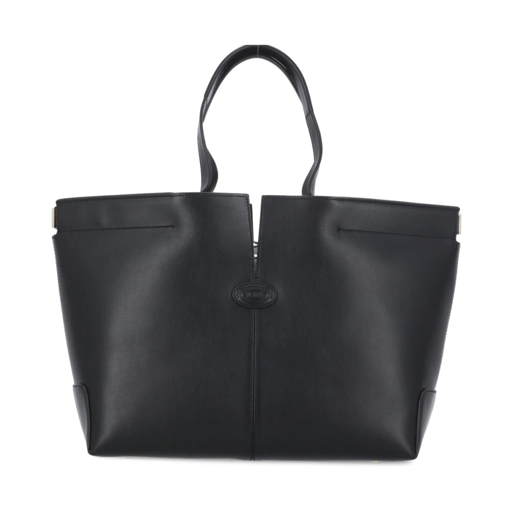 TOD'S Zwarte Leren Winkelmand met Clutch Black Dames