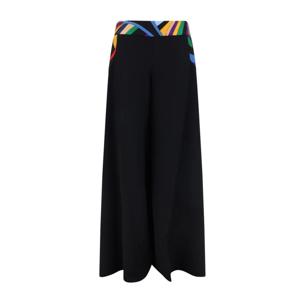 EMILIO PUCCI Contrasterende Zijbanden Wijde Broek Black Dames