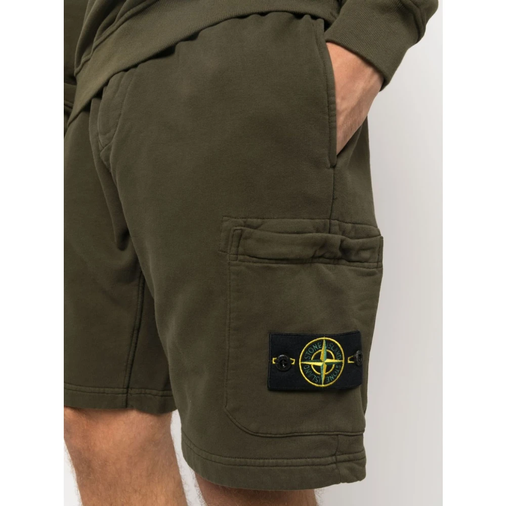 Stone Island Olijfgroene katoenen trackshorts Green Heren