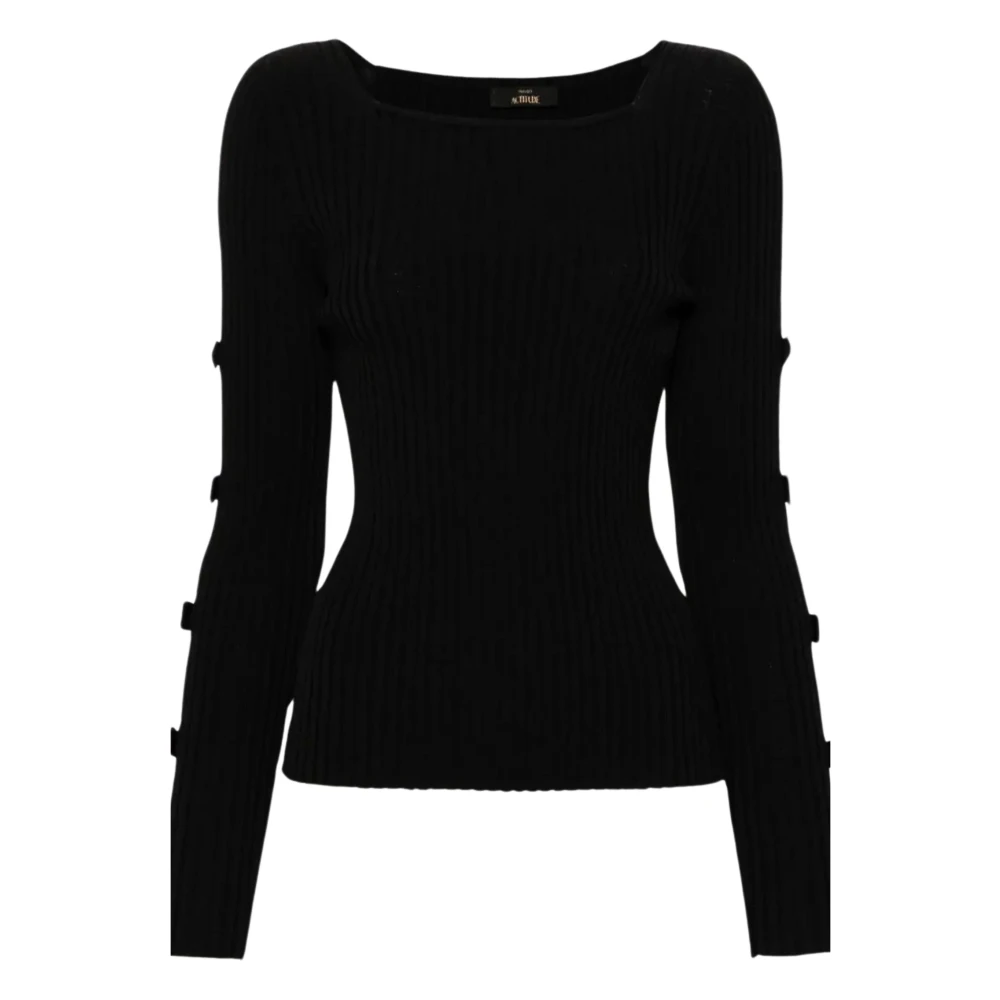 Twinset Zwarte Geribbelde Slim Fit Sweatshirt Black Dames