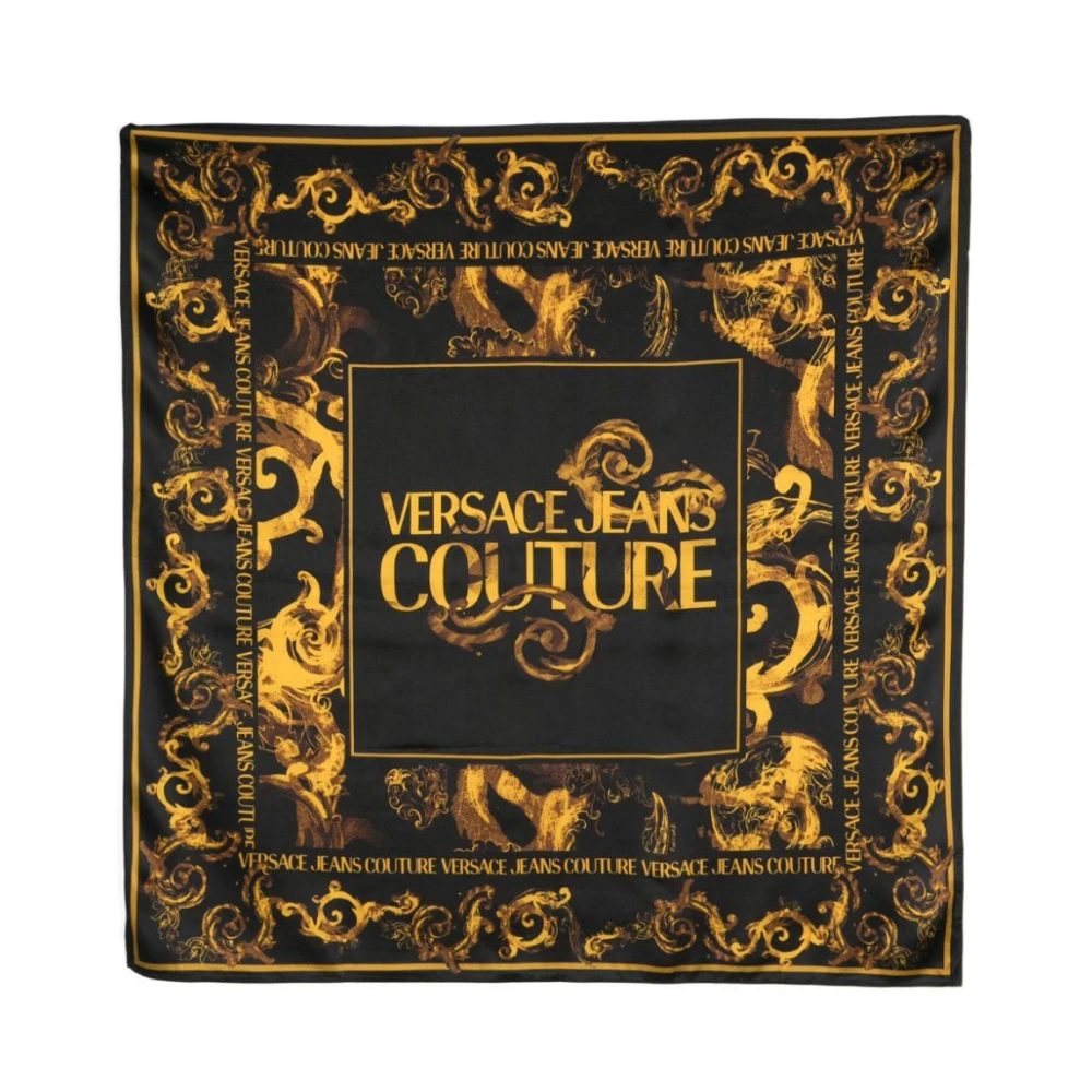 Versace Jeans Couture Zwart Goud Foulard 2024 Collectie Black Dames
