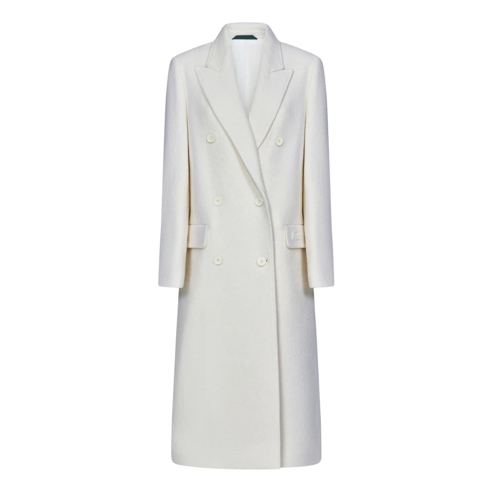 Lacoste Elegante Bouclé Jas met Klassieke Details White Dames