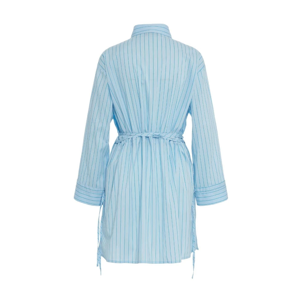 Roberto Collina Blauwe Gestreepte Blousejurk Blue Dames