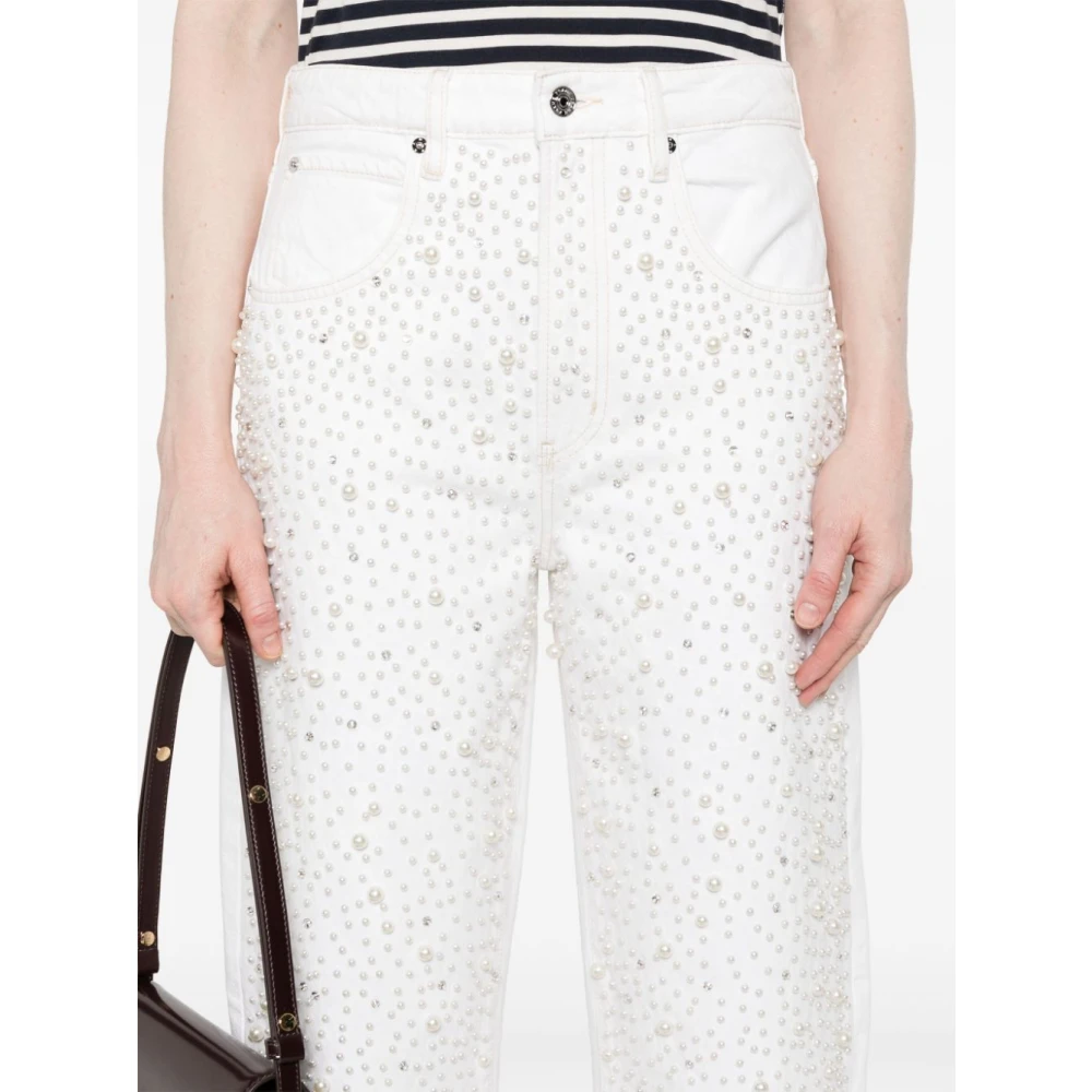 Frame Witte Straight Leg Jeans met Strass White Dames