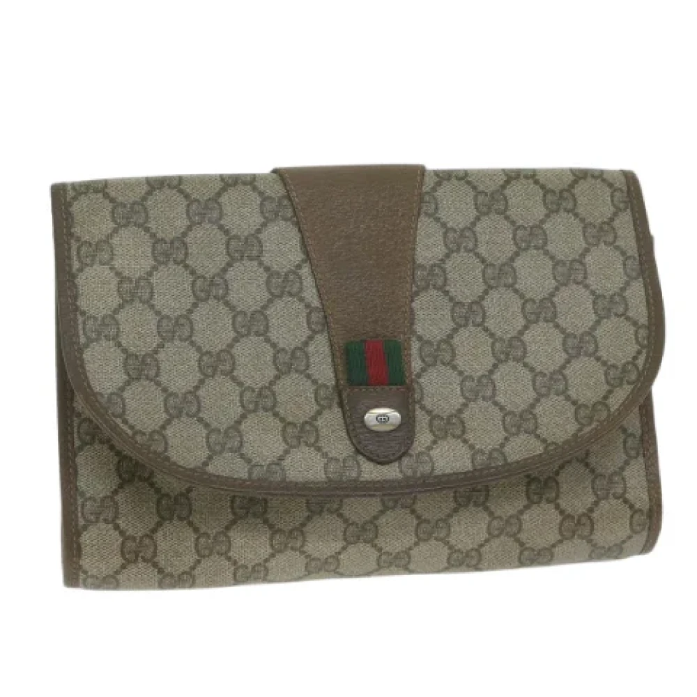 Gucci Vintage Pre-owned Canvas clutches Beige Dames