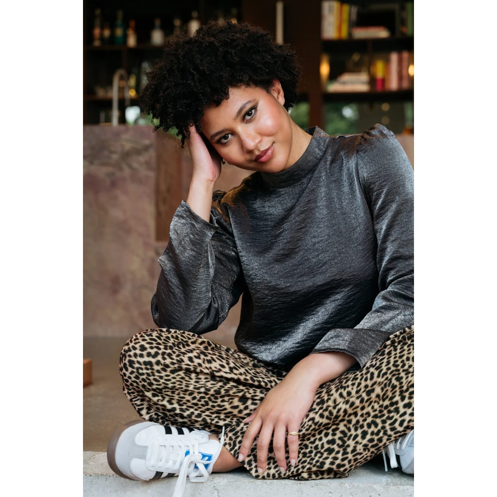 &Co Woman Bloes met lange mouwen en V-hals Gray Dames