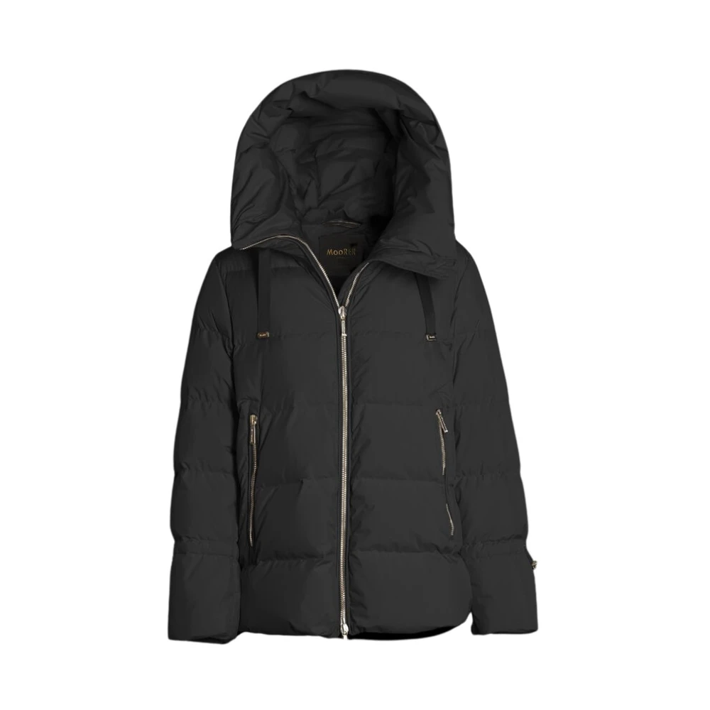 Moorer Women's Black Down Jackets, Xs, Silky Look Waterproof Peacoat