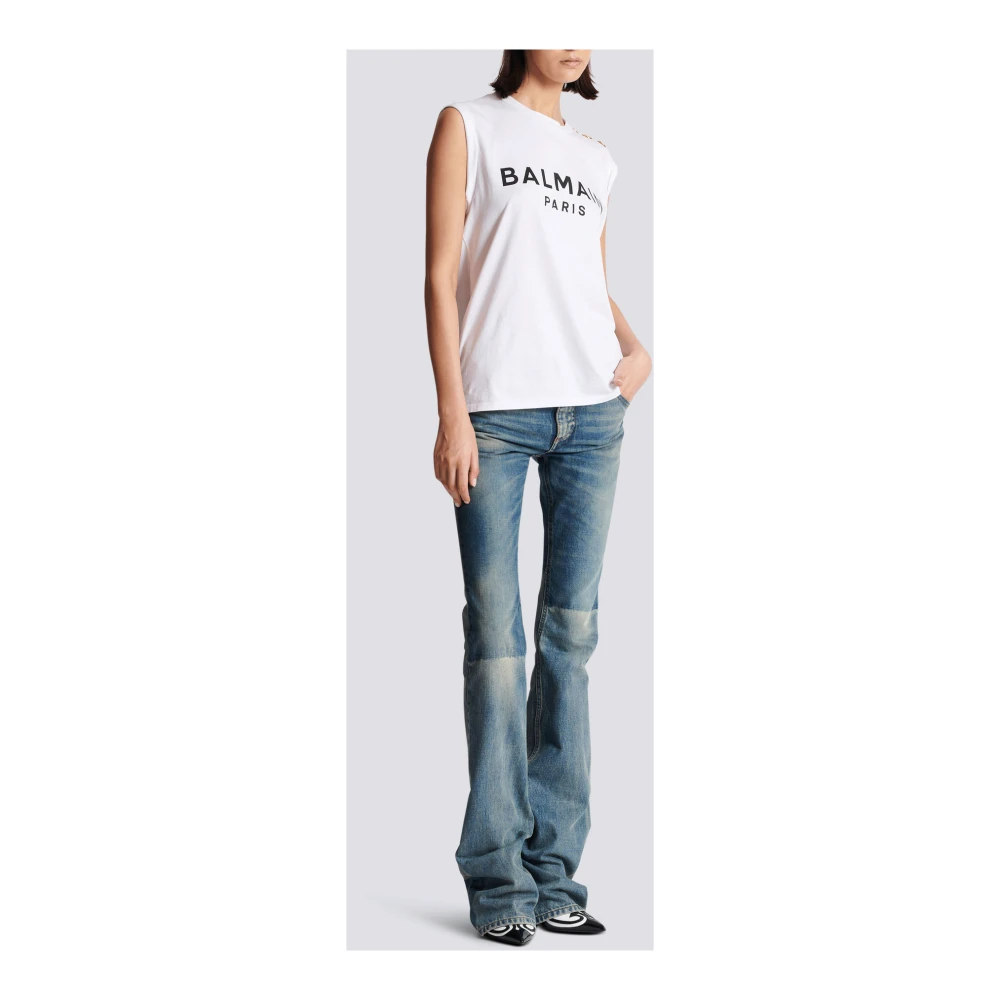 Balmain Katoenen T-shirt met logoprint White Dames