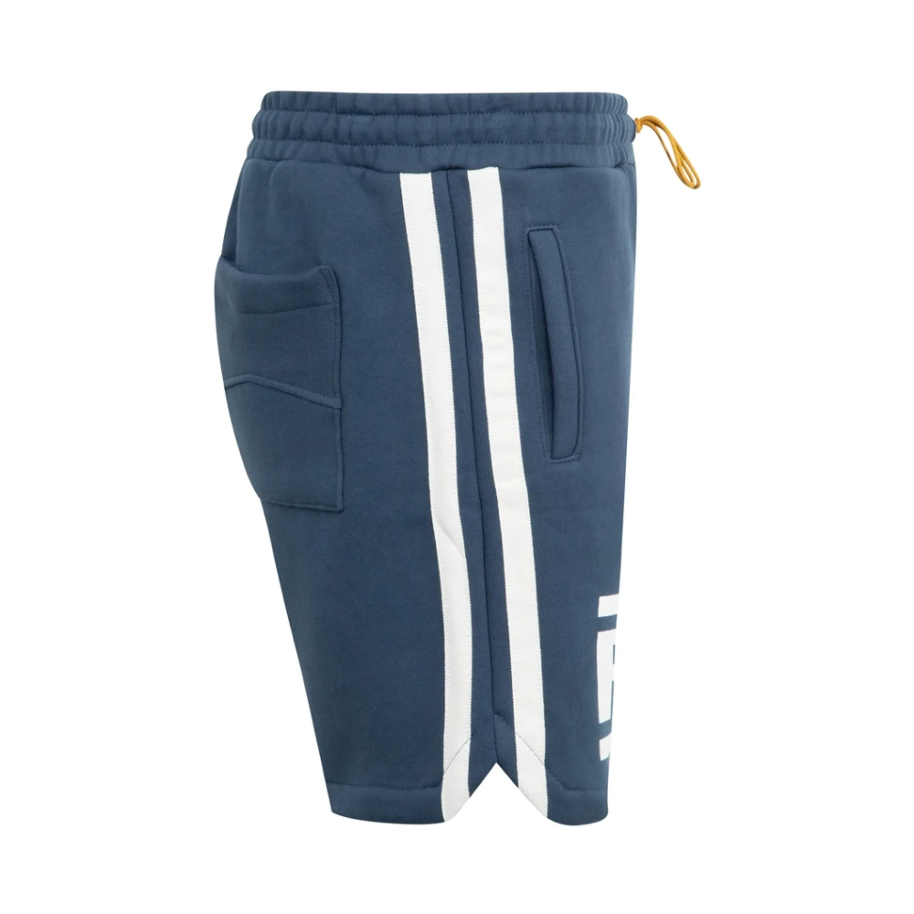 Rhude Blauwe Shorts met Elastische Tailleband en Logo Print Blue Heren