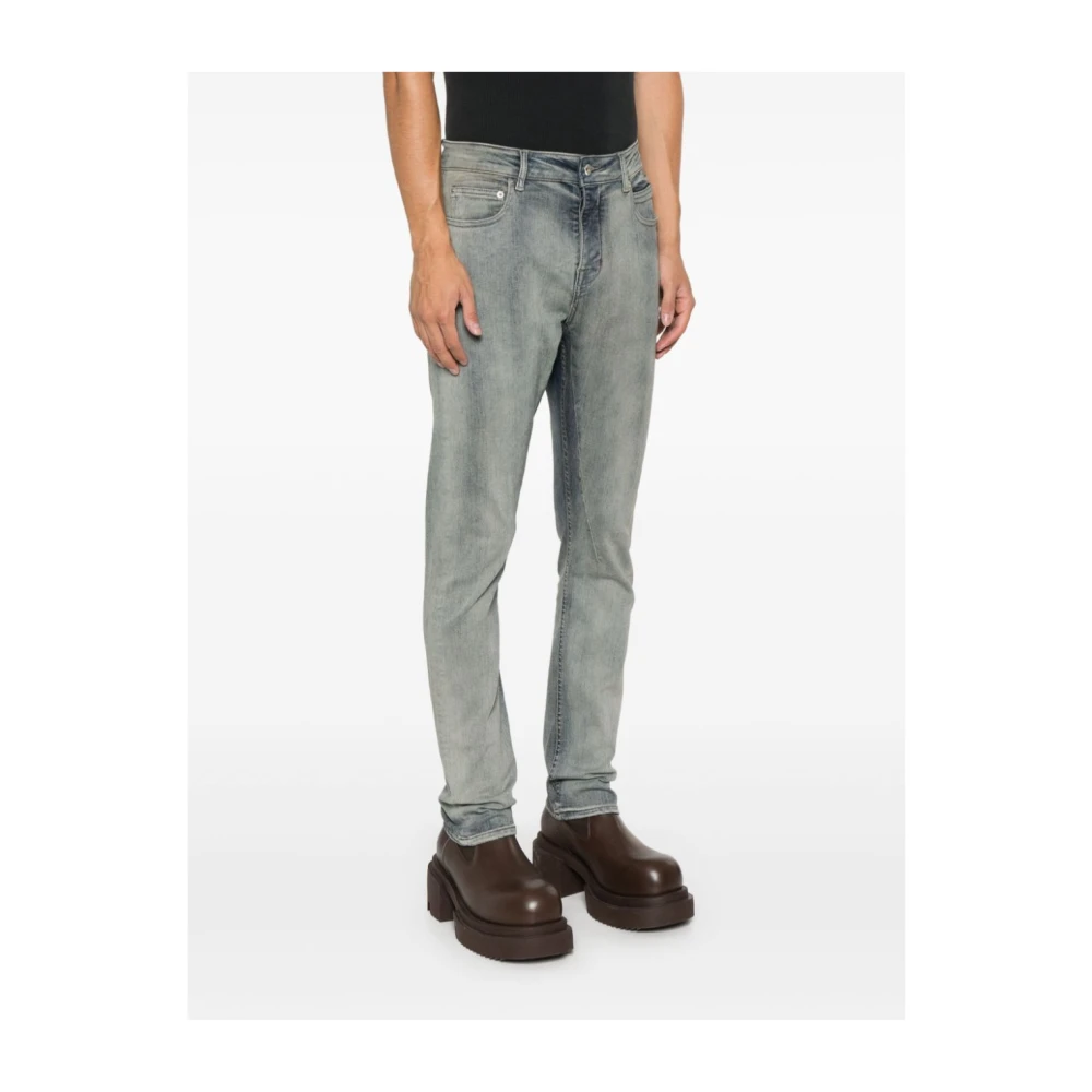 Rick Owens Slim Fit Grijze Denim Broek Gray Heren