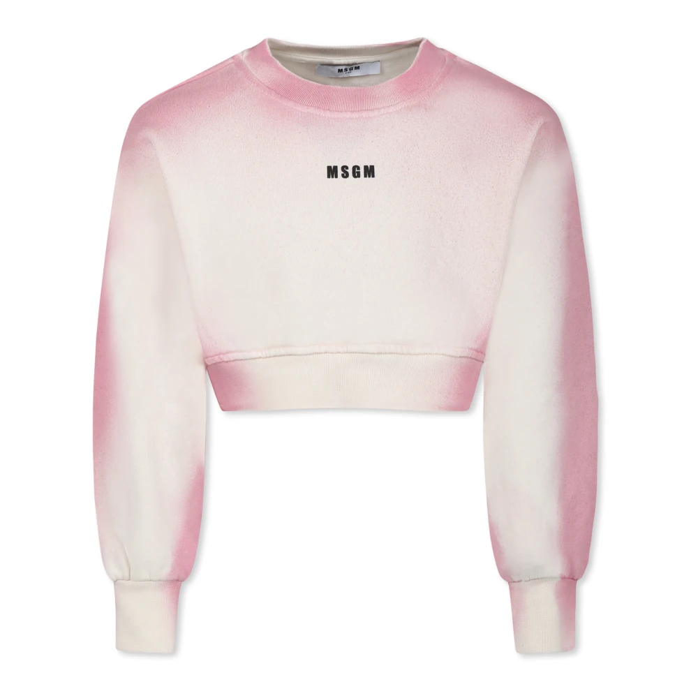 MSGM Grön Tie-Dye Crop Sweatshirt Pink, Flicka