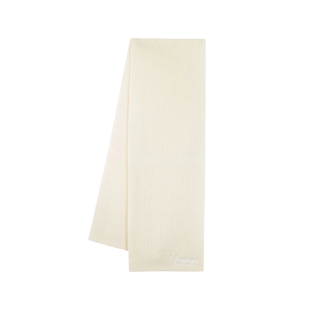 Versace Beige Winter Scarves, Unisex, One Size, 1978 Re Ed. Logo Scarf - Cotton