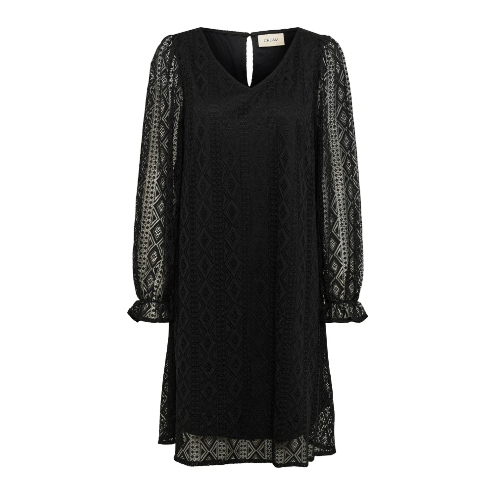 Cream Elegante V-hals Jurk in Pitch Black Dames
